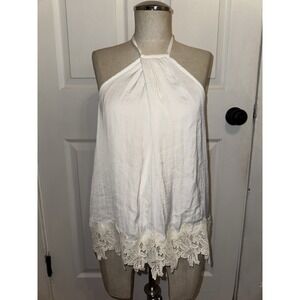NEW Robert Rodriguez White Neck Halter Top Lace Size S Small